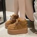 Warm Fleece-Lined Lamb Wool Snow For Women 2025 Winter New Thick-Soled Height-Increasing Lace-Up Short Boots Northeast_vogvips.com
