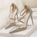 Women's Pumps Sexy Nightclub Stiletto High Heels For Women With Shallow Mouth, Pointed Rivets, Hollow Straps, Women's Shoes_vogvips.com