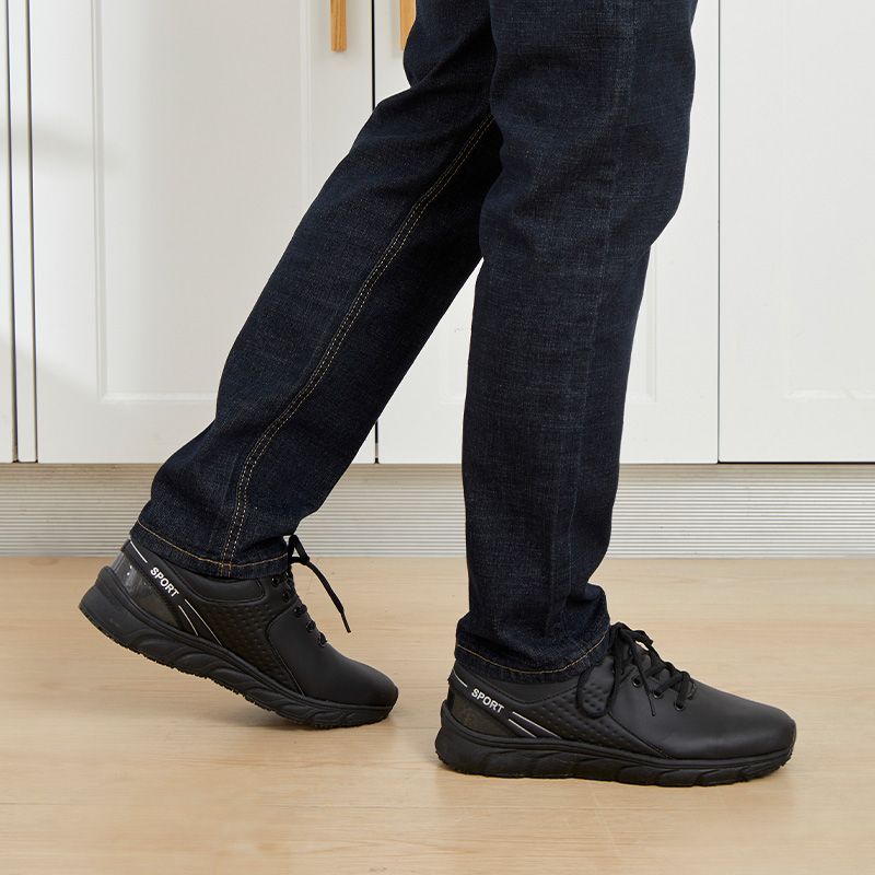 Men's Solid Color Work Shoes, Memory Sponge Work Shoes, Waterproof And Anti Slip Functional Shoes_vogvips.com