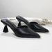Pointed Toe High Chunky Heel Sandals Women, Outdoor Wear, Trendy And Versatile, Mid-Heel Slip-On Shoes For Summer 2023_vogvips.com