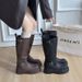 NEW Belt Buckle Long Boots For Women, Petite Height Increase And Slimming, Knee-length Boots, Thick-soled High Boots For Riders_vogvips.com