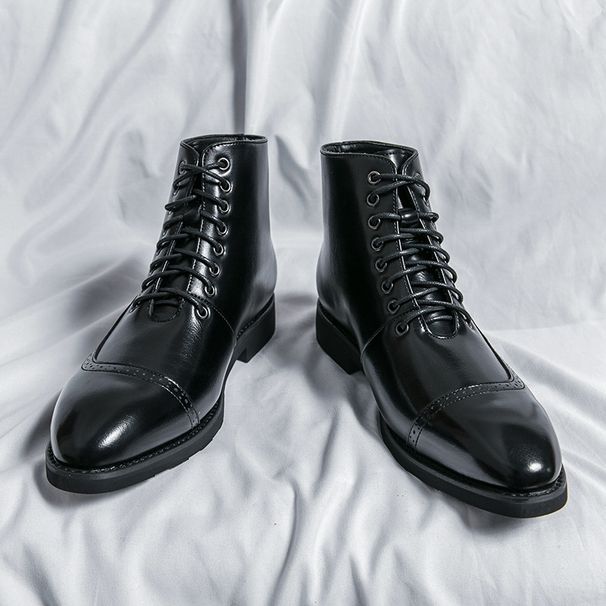 New Patchwork Large Size Autumn Leather Men's British Style Fashion Show High-top Trendy Martin Boots_vogvips.com