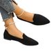 2024 Spring Autumn New European And American Style Large Size Pointed Toe Flat Suede Shallow Mouth Loafers Casual Shoes_vogvips.com