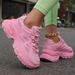 2024 Autumn New Dad Korean Edition Round Head Thick Bottom Increased Casual Lace Sports Women's Shoes Trendy_vogvips.com