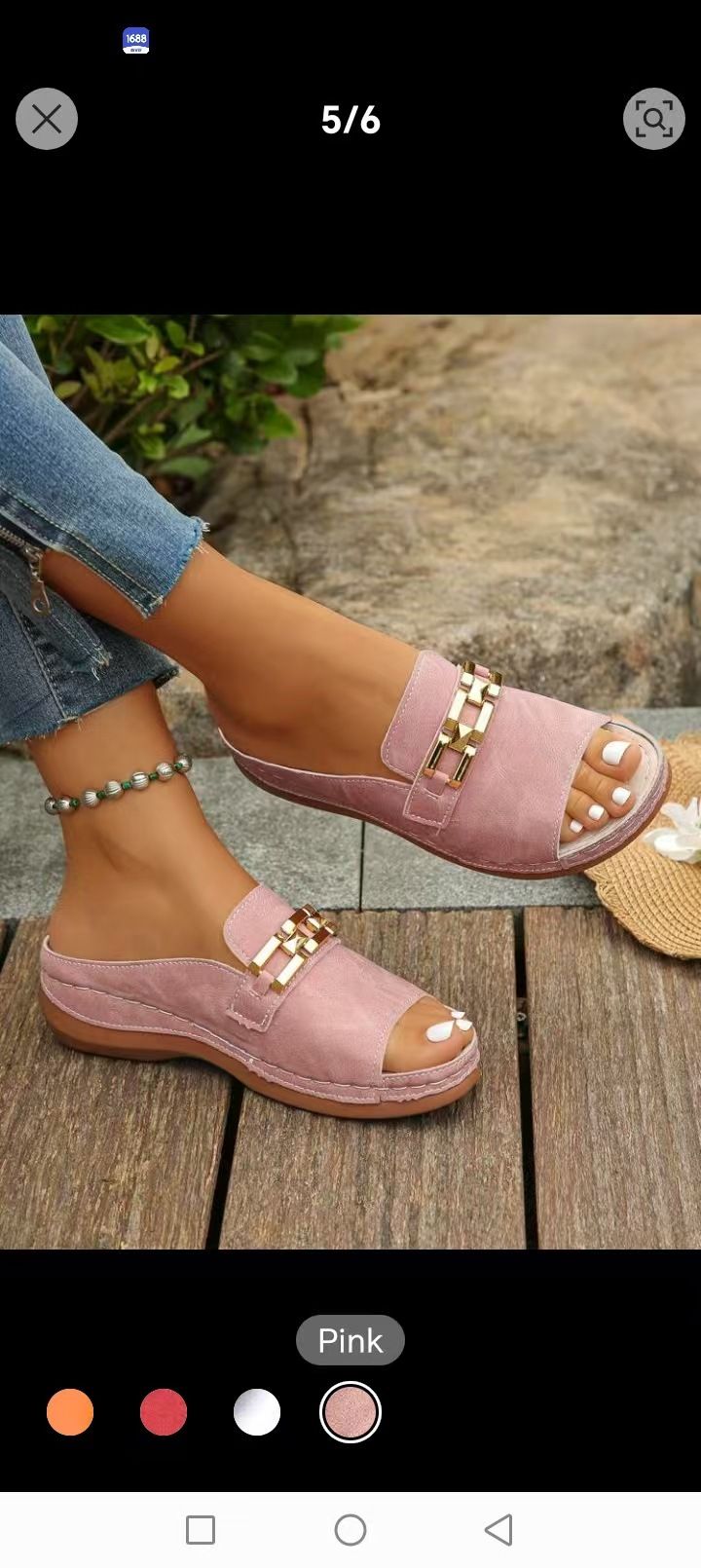 Large Size Women's Summer Wedge Heel Slippers Roman Style Fish Mouth Beach Sandals with Metal Decoration Thick Sole_vogvips.com