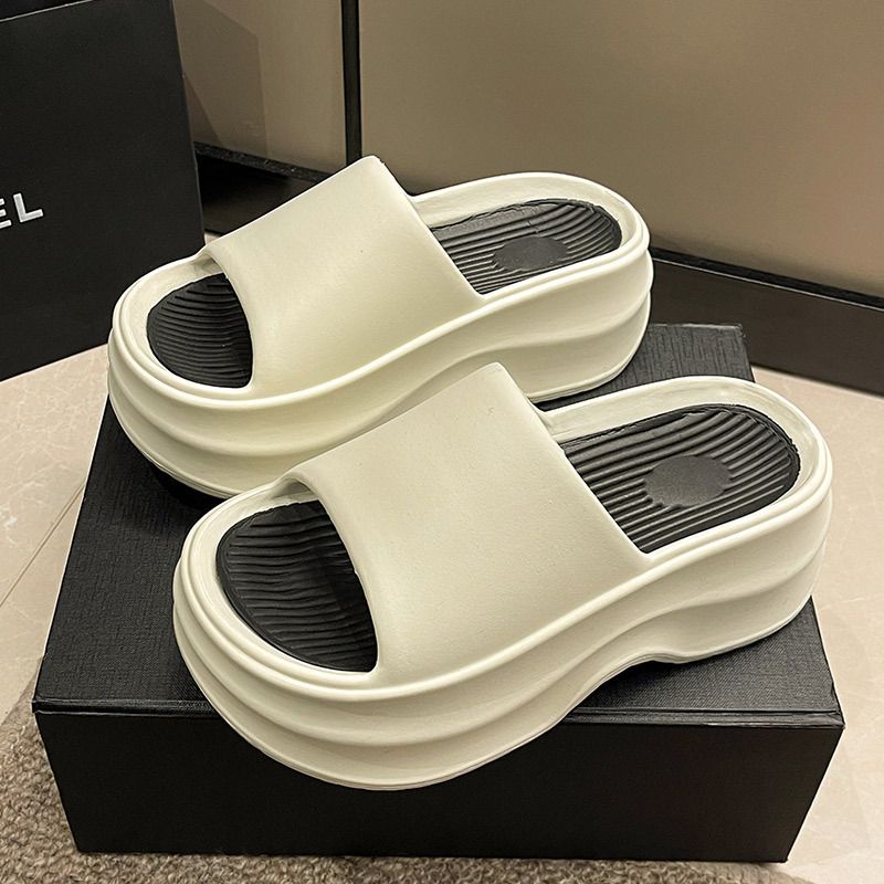 EVA Thick Soled 7cm Slippers For Women In Summer, Korean Version, Height Increasing, Poop Like, High-heeled, One-piece_vogvips.com