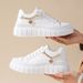 Women's Shoes New Large Size Women's Shoes Thick Bottom Heightening Sports Casual Shoes Women's Metal Love Chain Flat White Shoes_vogvips.com