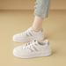 cameido Women's slip-on white canvas shoes, flat-soled casual shoes, versatile canvas shoes for the fall of 2024_vogvips.com