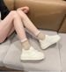 Luji Platform White Sneakers For Women, Popular Online, Suitable For All Occasions, Cross-shaped Bread-shaped Design, Comfortable And Stylish._vogvips.com