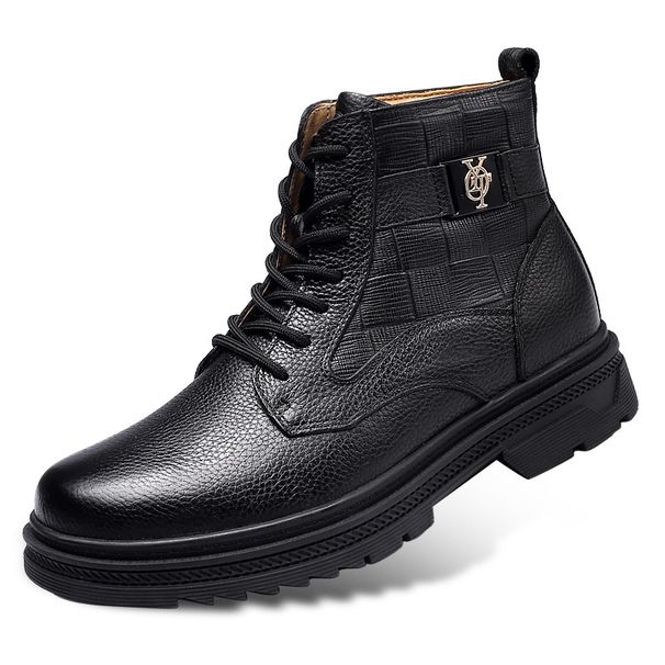 Men's Cotton Shoes, Velvet Warm High-top Top Martin Boots, Snow Boots, Men's Casual Leather Boots_vogvips.com