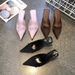 Fairy Sweet Bow High Heels 2025 Spring Summer New Sexy Pointed Shallow Mouth Stiletto Closed Toe Mules_vogvips.com