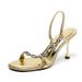 Square-toed Rhinestone Stiletto High Heels, 2026 Winter New Model, One-strap Sexy Socialite Gold Sandals, Versatile For_vogvips.com