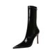 315-13 European And American Fashion Sexy Nightclub Slimming Shiny Patent Leather Elastic Pointed Toe Short Winter Slim_vogvips.com