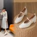 Square Toe Leather Work Shoes Women, Soft Sole, Comfortable For Long Standing, Professional Office Shoes, High Chunky_vogvips.com