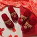 Wedding Festive Red For A Couple Autumn And Winter, Newlyweds In Winter Home, Indoor Brides, Dowry Slippers_vogvips.com