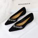 French Light Luxury Pointed Rhinestone Chain Decorative Single Shoes Suede Light Mouth Bevel Heel Low Heel Women's Single Shoes_vogvips.com