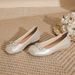 NEW French-style High-heel Ballet Flat-toe Open-toe Shoes, Flat-bottomed, Evening Shoes, Women's Silver-colored Leather Shoes_vogvips.com
