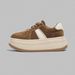Retro Color-blocking Thick-soled De Xun Shoes For Petite Women, Height-increasing And Slimming, Versatile Casual Sneakers_vogvips.com