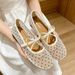 Net Mesh Bow Ballet Shoes, Mary Jane Style, 2026 New French Square-toe Single Shoes_vogvips.com