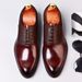 Suit leather shoes Men's business English leather abrasive leather wedding handmade Oxford shoes pointed men's shoes_vogvips.com