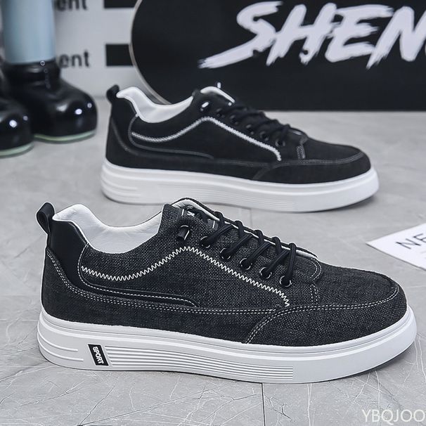 Men's New Fashionable Canvas Sneakers Sports And Leisure Vulcanized Shoes Flat Bottomed Commuting Style Shoes Zapatos Hombre_vogvips.com