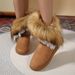 Women's Shoes Round Toe Flat Wool And Fleece Warm Cotton Boots_vogvips.com