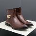 New Fashion Brown Retro Chelsea Boots Men's Pointed Toe Suit Martin Boots British Crocodile Pattern Business Men's Boots Leather Short Boots_vogvips.com
