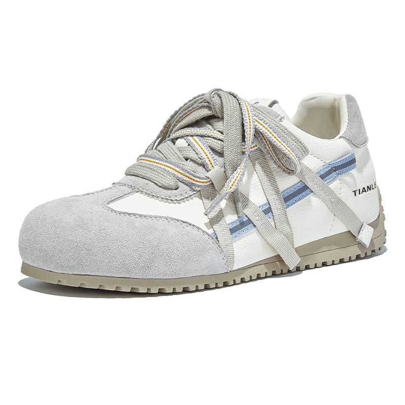 MingLiu Retro Genuine Leather Deconstructed Training Shoes For Women 2025 New Style Two-Tone Shoelaces Sports Shoes Casual Women's Footwear_vogvips.com