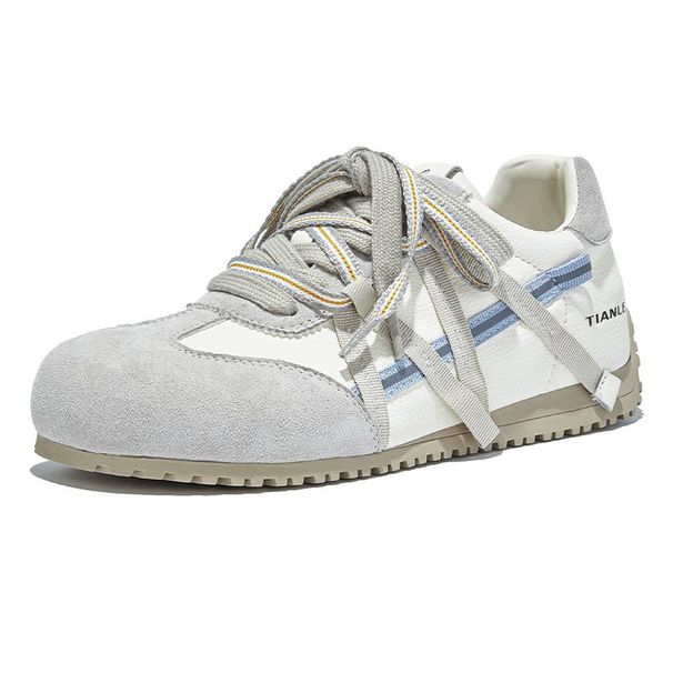 MingLiu Retro Genuine Leather Deconstructed Training Shoes For Women 2025 New Style Two-Tone Shoelaces Sports Shoes Casual Women's Footwear_vogvips.com