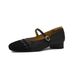 Cameido Women's Casual Shoes - Genuine Sheep Leather & Suede - 2.5CM Square Toe - Non-Slip Rubber Sole_vogvips.com