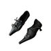 Lambskin Retro Niche Design Studded Lace Up Sexy Flats Women's Pointed Toe Stiletto Heel Wizard Shoes Early Spring_vogvips.com