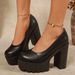 Low Cut Single Shoes For Women Chunky Heel European American Style Plus Size Spring Fashion High Heeled Footwear_vogvips.com