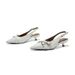 New White Pointed-toe Kitten Heel Sandals With Back Strap Design, Embodying French Elegance And A Touch Of Luxury Sophistication._vogvips.com