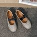 Cameido Women's Ballet Mary Jane Shoes With Rhinestone Bow Soft Sole Flat Shoes For Spring_vogvips.com