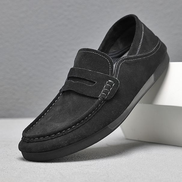 Bean Autumn New Matte Leather Men's Casual Soft Sole Father Style Comfortable One Foot Le Fu Shoes_vogvips.com