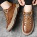 Trendy Autumn New Genuine Leather Sports Casual Sneakers Men's Slanted Toe Comfortable Versatile Clown Shoes_vogvips.com