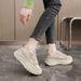 K6710 New 2024 Color-Block Dad Shoes Thick-Soled Height-Increasing Leather Sneakers Women's Fashion Student Korean Style_vogvips.com