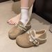 2025 Vintage Fleece-Lined Warm Shoes For Women Season New Fashion Versatile Slip-On Casual Loafers_vogvips.com