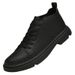 Round Toe Spring Breathable Mid-Top Height Increasing Top Layer Cowhide Casual Trendy Fashion Men's Shoes_vogvips.com