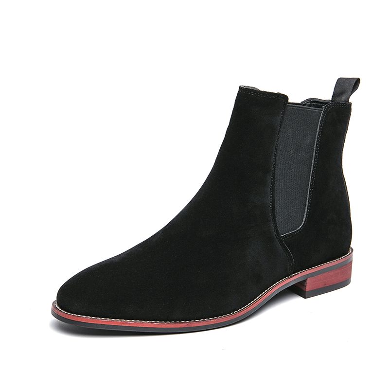New Fashion Brown Retro Frosted Chelsea Boots Men's Pointed Toe Retro Boots British Men's Boots Short Boots Leather Boots_vogvips.com