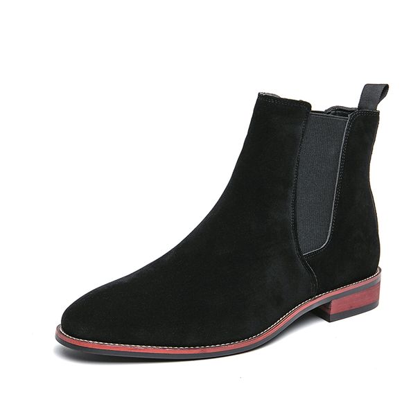 New Fashion Brown Retro Frosted Chelsea Boots Men's Pointed Toe Retro Boots British Men's Boots Short Boots Leather Boots_vogvips.com
