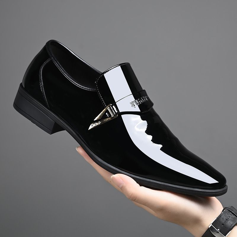 2023 Autumn New Men's Business Formal Leather British Style Pointed Toe Slip-On Single White Casual Shoes 5755_vogvips.com