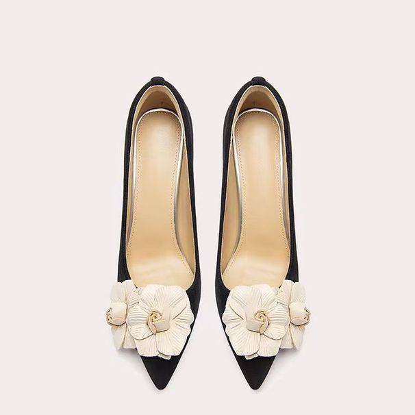 Women's Elegant Floral High Heels Pointed Toe Vintage French Style Party Shoes For Extended Sizes 41-44 Dress Shoes_vogvips.com
