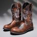 Amekaji High Tube Work Men's Style Western Cowboy Trendy Motorcycle Riding Boots 6091_vogvips.com