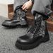 Martin Boots Retro Tooling Boots Niche Design Pattern High-end Thick-soled Heightening Boots_vogvips.com