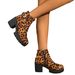 Leopard Print Platform Mid Heel Ankle Boots Chunky Fashion Boots Autumn New Plus Size For Women_vogvips.com