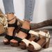 Large 2025 Summer New Women's Fashion Wooden Texture High Heel Sandals_vogvips.com