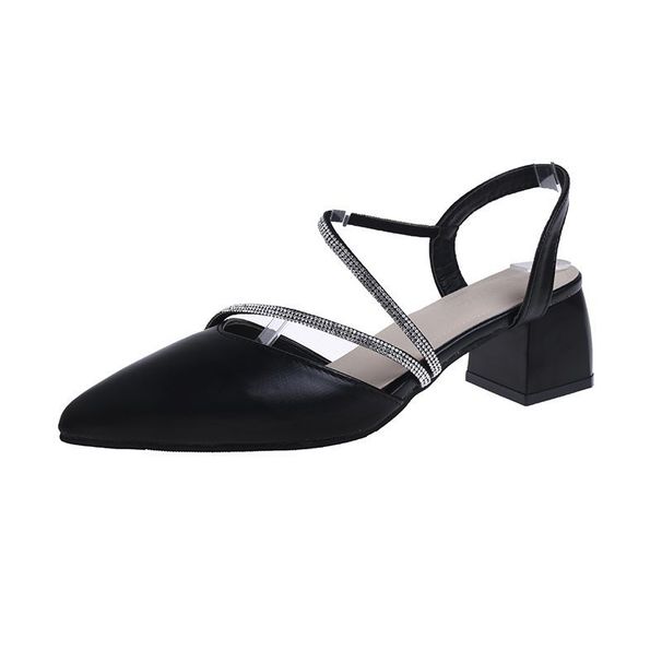 Fashion Sandals For Women Fairy Style 2025 New Summer Closed Toe Chunky Heel Rhinestone High Heels Matching Skirt_vogvips.com