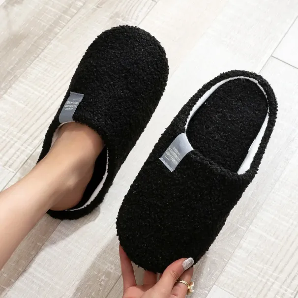 Couples Home Slippers Soft Fur Slippers Warm Indoor Flat Slides Nonslip Cotton Shoes Bedroom Light Slience Flats Floor Shoes_vogvips.com