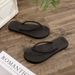 Summer Trendy Imitation Straw Fashion Outdoor Beach Casual Slippers For Women Flat Solid Color Simple Flip-Flops_vogvips.com